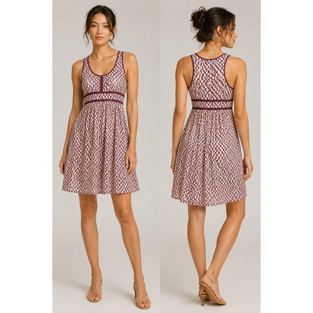 Proenza Schouler for Target Silk Dress Women's Junior Med Size 3 Burgundy Print